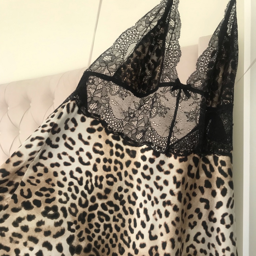 Cheetah Print Silk & Lace Teddy